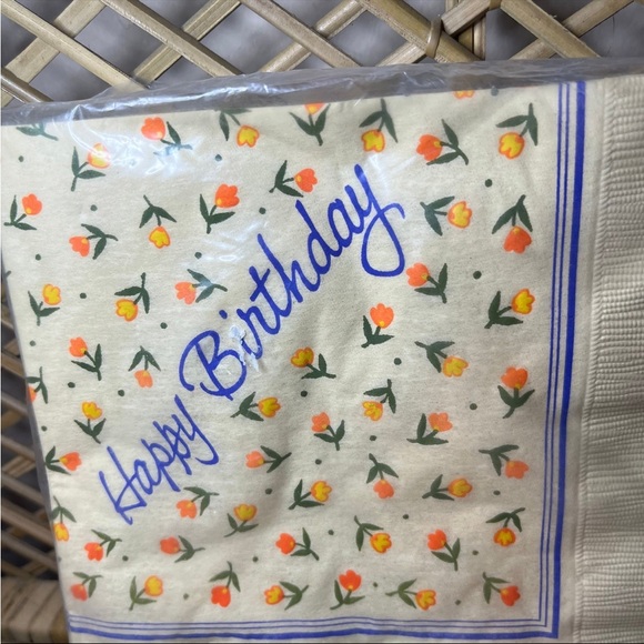 Vintage Happy Birthday NOS Napkins Hallmark Flowers Floral Mod - Picture 2 of 3